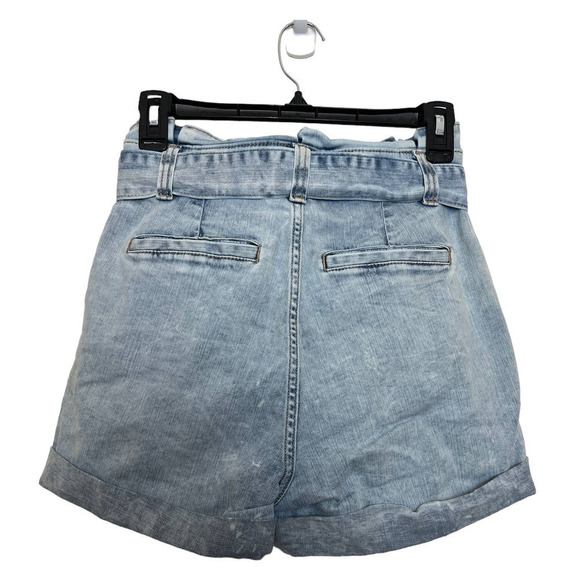 Express Super High Waist Paperbag Light Wash Denim Shorts Size 0 - Picture 4 of 4